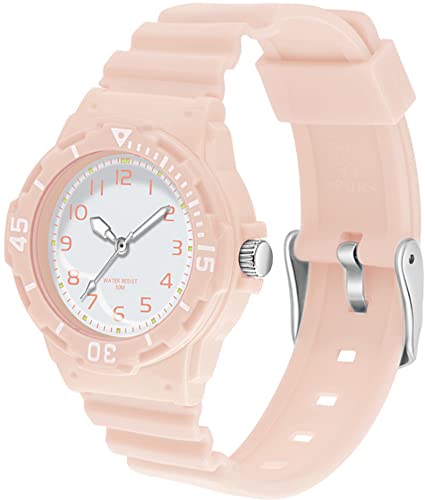 findtime Armbanduhr Damen Mädchen Weiß Rosa Grün Blau Lila Schwarz Silikonarmband Bunte Farbe Leuchtendeszeiger 5ATM Wasserdicht Analoge Quarz von findtime