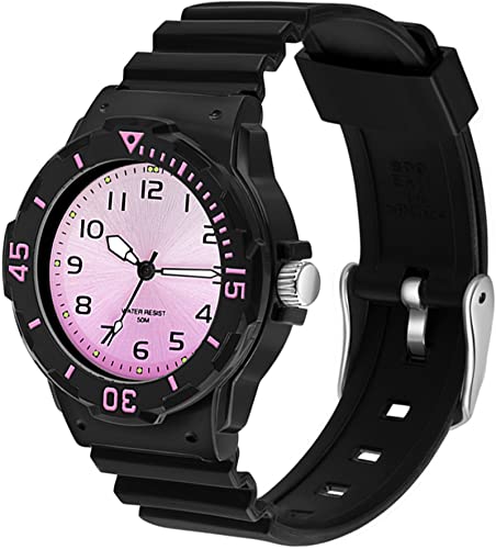 findtime Armbanduhr Damen Mädchen Weiß Rosa Grün Blau Lila Schwarz Silikonarmband Bunte Farbe Leuchtendeszeiger 5ATM Wasserdicht Analoge Quarz von findtime