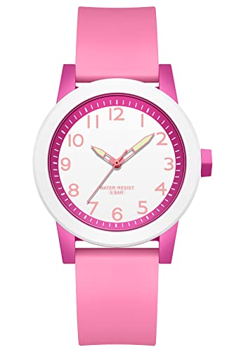 Armbanduhr Damen Uhr Mädchen Kinderuhr Junge Uhren Kids Watch Frauen Uhren Damenuhr mit Silikonarmband LED Licht Wasserdicht Jelly Bonbonfarbene Süßigkeiten Farbe Buntfarbig Analog Quarz Sportuhr von findtime