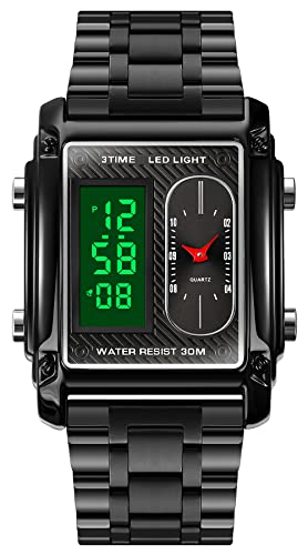 findtime Armbanduhr Herren Digitaluhr Elektronische LED Edelstahl Multifunktionsuhr Quarz Stoppuhr Wecker Watch Wasserdicht Datum Kalender Jungen Chronographen Männer Uhren Business Klassische von findtime