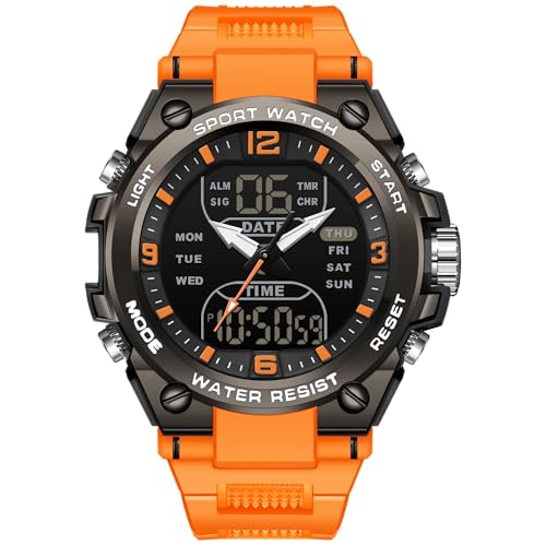 Armbanduhr Herren Digitaluhr Sportuhr Herrenarmbanduhren wasserdichte Militär Uhren mit LED-Leuchtdisplay Analogen Zeigern und Digitalen Zahlen von findtime