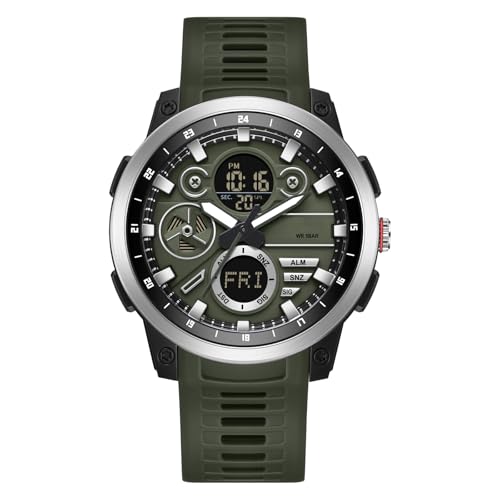 Armbanduhr Herren Uhr Digitaluhr Sportuhren Herren Herrenarmbanduhren wasserdichte Uhren mit LED-Leuchtdisplay, 12-/24-Stunden-Format, Analogen Zeigern und Digitalen Zahlen von findtime