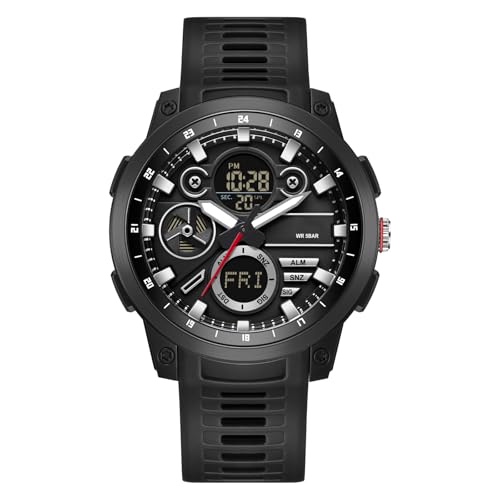 Armbanduhr Herren Uhr Digitaluhr Sportuhren Herren Herrenarmbanduhren wasserdichte Uhren mit LED-Leuchtdisplay, 12-/24-Stunden-Format, Analogen Zeigern und Digitalen Zahlen von findtime