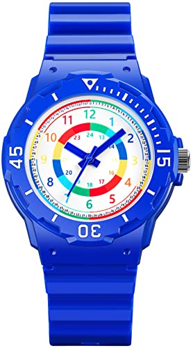 Armbanduhr für Kinder Lernuhr Kinderuhr Jungen Mädchen Analog Quarz Uhr 5ATM Wasserdicht Zeit Lernen Kids Watch von findtime