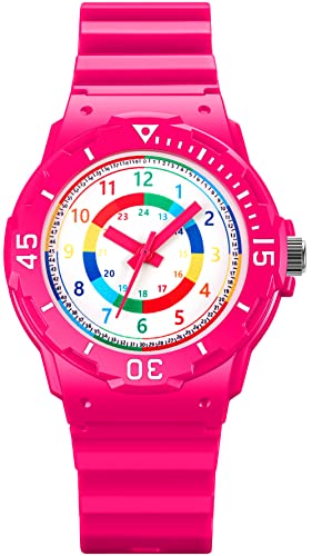 Armbanduhr für Kinder Lernuhr Kinderuhr Jungen Mädchen Analog Quarz Uhr 5ATM Wasserdicht Zeit Lernen Kids Watch von findtime