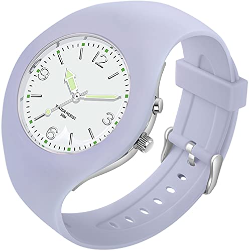 findtime Armbanduhr mit Silikonarmband IP68 Wasserdicht Analog Quarz Uhr für Damen Herren Mädchen Jungen Leuchtziffern Farbig Lila von findtime