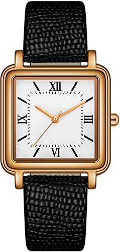 findtime Damen Uhren Minimalistische Klassisch Elegante Damenuhren Analog Quarz Armbanduhr Leder Edelstahlband Rechteck Retro Designer von findtime