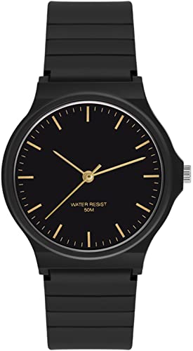 Damenuhr Analog Quarz Uhr Kunststoff 5ATM wasserdichte Armbanduhr für Mädchen Jungen Einfache Uhren Damen Elegant von findtime