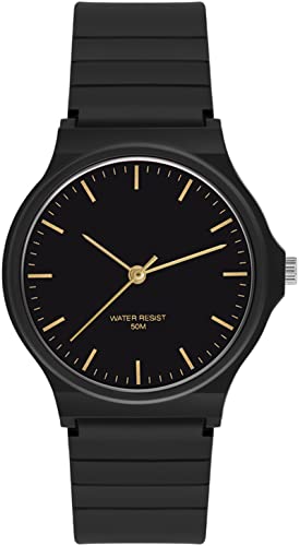 Damenuhr Analog Quarz Uhr Kunststoff 5ATM wasserdichte Armbanduhr für Mädchen Jungen Einfache Uhren Damen Elegant von findtime