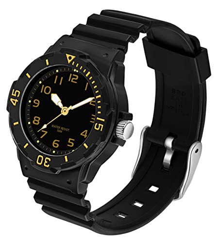 Damenuhr Damen Sport Uhren Krankenschwester Uhr für Frauen Wasserdicht Analog Quarz arabische Ziffern Leicht lesbares Design Casual Minimalistische Armbanduhr, schwarz / goldfarben, Sport von findtime