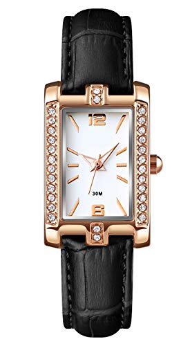 findtime Damenuhr Rosegold Schmuck Frauen Uhr Analog Quarz Armbanduhr Mode Elegant Klassisch mit Leder Edelstahl Armband Wasserdicht Ultradünn Uhren Schwarz Rot Weiß von findtime