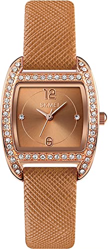 findtime Diamant Damenuhren Klassische Frauenuhren Brown Lederband Luxus Quarzuhr Analog Minimalistische Elegante Geschenke Uhren von findtime