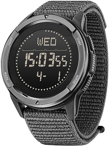 Digital Armbanduhr Herren Militär Uhr mit Schrittzähler Kompass Sportuhren Herren Outdoor Military Watch 5ATM Wasserdicht Digital Uhr Herren Chronograph Nylon Taktische Uhr Senioren Groß Jungen von findtime