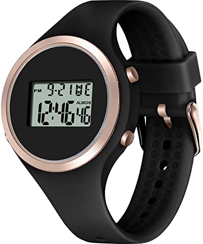 findtime Digital Damenuhr 5ATM wasserdichte Armbanduhren Damen Sport Digital Uhren mit Silikon Armband Stoopuhr Alarm Datum Beleuchtung Armbanduhr für Frauen Mädchen Schwarz von findtime