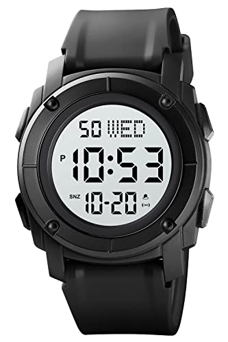 Digital Herren Uhren Armbanduhr Chronograph Countdown Tactical Watch Kalender 12/24H Stoppuhr Outdoor Sportuhren für Männer Jungen Timer 5 ATM Wasserdicht Militär Uhr mit LED Licht Wecker von findtime