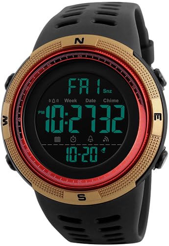 Digital Herren Uhren Militär Multifunktions Digitale Armbanduhr mit Dual Time Alarm Coutdown Leuchtende Sport Uhr Herren Große Zahlen Digitaluhr Männer 50m Wasserdicht Stoppuhr Outdoor von findtime