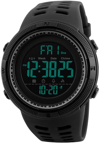 Digital Herren Uhren Militär Multifunktions Digitale Armbanduhr mit Dual Time Alarm Coutdown Leuchtende Sport Uhr Herren Große Zahlen Digitaluhr Männer 50m Wasserdicht Stoppuhr Outdoor von findtime