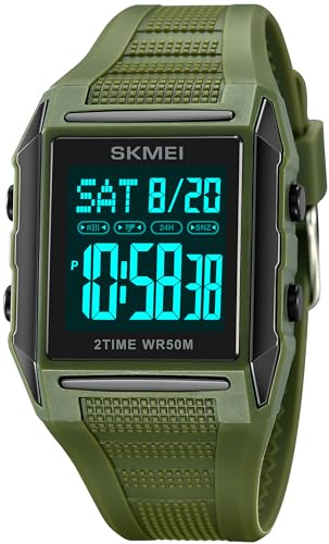 Digital Kinderuhr für Jungen 5ATM Wasserdicht Sportuhr mit Wecker/EL-Licht/Stoppuhr/Datum Outdoor Militär Armbanduhr Kinder Digitaluhr Jugendliche Sport Herren Uhr Eckig von findtime