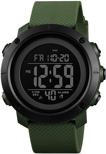 Digital Uhr Herren Sport 50M Wasserdicht Digitale Armbanduhr Herren Sportuhren mit Großen Zahlen Stoppuhr Coutdown Duale Zeitzone Militärische Digitaluhr für Jungen Senioren Wecker 12/24H Anzeige von findtime