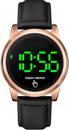findtime Digital Uhr Herren mit Edelstahl Armband Business LED Datum Herrenuhr Gold Silber Lederarmband Elektronische Uhr Hintergrundbeleuchtung Rosegold Schwarz von findtime
