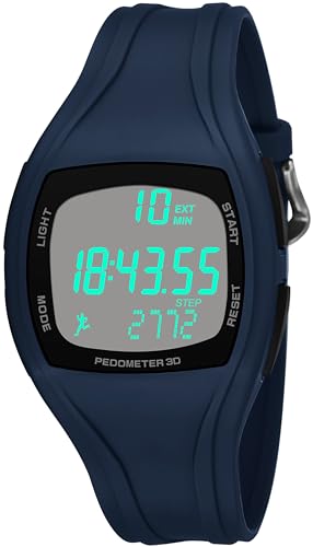 Digital Uhr mit Schrittzähler, Sport Digital Armbanduhr Herren Damen Kinderuhr mit Stoppuhr 50M Wasserdicht Sportuhr LED Kalender Wecker Digitaluhr Blau Digital Uhr mit Schrittzähler, Sport Digital Armbanduhr Herren Damen Kinderuhr mit Stoppuhr 50M Wasserdicht Sportuhr LED Kalender Wecker Digitaluhr Blau von findtime