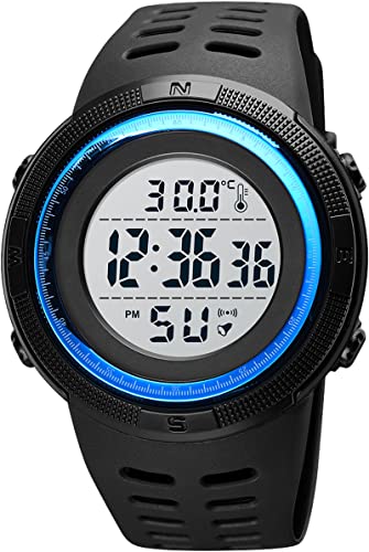 findtime Digital Uhren Herren, 50M Wasserdicht Sport Armbanduhr für Männer LED Wecker Countdown Stoppuhr Schwarz LED Hintergrundbeleuchtung Digitaluhren von findtime
