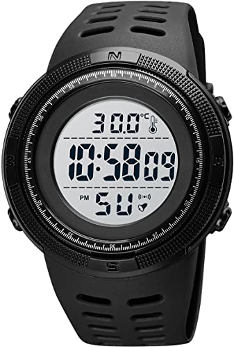 Digital Uhren Herren, 50M Wasserdicht Sport Armbanduhr für Männer LED Wecker Countdown Stoppuhr Schwarz LED Hintergrundbeleuchtung Digitaluhren von findtime