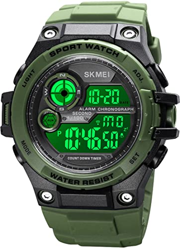 findtime Digital Uhren Herren, Sport Herrenuhr 100 m wasserdichte Große Zifferblatt Militär Tactical Armbanduhr mit Duale Zeitzone Stoppuhr Countdown Wecker LED-Hintergrundbeleuchtung von findtime