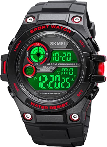 findtime Digital Uhren Herren, Sport Herrenuhr 100 m wasserdichte Große Zifferblatt Militär Tactical Armbanduhr mit Duale Zeitzone Stoppuhr Countdown Wecker LED-Hintergrundbeleuchtung von findtime