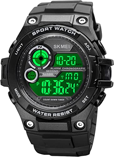 findtime Digital Uhren Herren, Sport Herrenuhr 100 m wasserdichte Große Zifferblatt Militär Tactical Armbanduhr mit Duale Zeitzone Stoppuhr Countdown Wecker LED-Hintergrundbeleuchtung von findtime