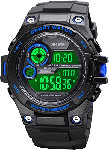 findtime Digital Uhren Herren, Sport Herrenuhr 100 m wasserdichte Große Zifferblatt Militär Tactical Armbanduhr mit Duale Zeitzone Stoppuhr Countdown Wecker LED-Hintergrundbeleuchtung von findtime