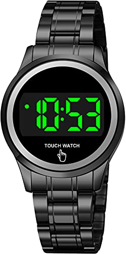 Digitale Armbanduhr Damen Edelstahl Armband Touchschreen Business LED Damenuhr Kalender Rund Elektronische Uhr Frauen 30M Wasserdicht Gold Silber Schwarz von findtime