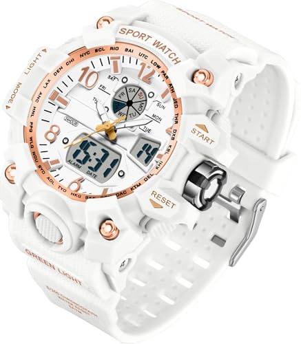Digitale Armbanduhr Damen Sportlich 5ATM Wasserdicht Militär Uhr Kinder Digitaluhr für Jungen Mädchen Analog Digital Sportuhr LED Multifunktions Damenuhr mit Wecker Datum Stoppuhr Outdoor von findtime