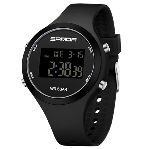 Digitale Armbanduhr Damen Uhr Damenarmbanduhr Digitaluhr Mädchen Damenuhr mit Silikonarmband 5 ATM Wasserdicht Jungen Kinderuhr Junge Uhren Kids Watch Sportuhr Stoppuhr Wecker Kalender Datum LED Licht von findtime