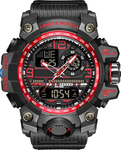 Digitale Armbanduhr Herren Analog Digital Sport Militär Uhr für Herren Jungen Outdoor wasserdichte Sportuhr mit Wecker LED Licht Datum Woche 12/24H Multifunktions Tactical Watch for Men von findtime