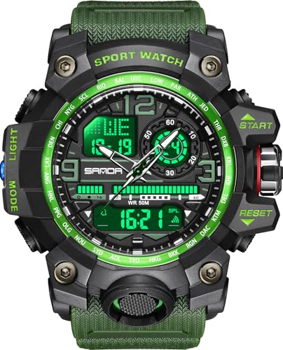 Digitale Armbanduhr Herren Analog Digital Sport Militäruhr für Herren Jungen Outdoor wasserdichte Sportuhr mit Wecker LED Licht Datum Woche 12/24H Multifunktions Tactical Watch for Men von findtime