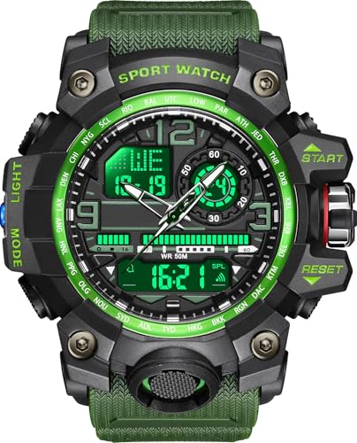Digitale Armbanduhr Herren Analog Digital Sport Militäruhr für Herren Jungen Outdoor wasserdichte Sportuhr mit Wecker LED Licht Datum Woche 12/24H Multifunktions Tactical Watch for Men von findtime