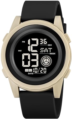 Digitale Armbanduhr Herren Damen Digitaluhr Große Ziffern Sport Uhren LED Silikon 50M wasserdichte Uhr für Jungen Männer mit Weker Kalender Coutdown Stoppuhr 12/24 Stunden von findtime