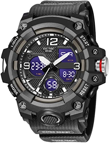 Digitale Armbanduhr Herren Militärische Sportuhr Analog Digitaluhr 50M Wasserdicht Outdoor Uhr mit Licht Alarm Kalender Stoppuhr für Männer Jungen Groß von findtime