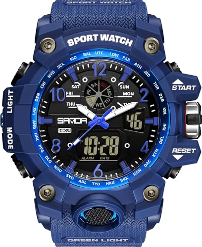 Digitale Armbanduhr Herren Sport Digital Uhren 5ATM Wasserdicht Outdoor Militär Herrenuhren mit Wecker Datum Stoppuhr für Männer Tactical Watch Kunststoff Armband von findtime