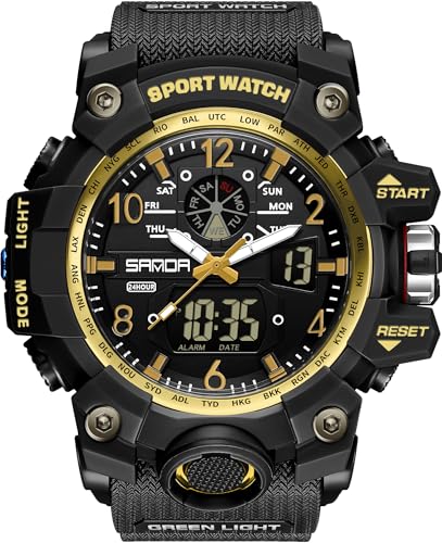 Digitale Armbanduhr Herren Sport Digital Uhren 5ATM Wasserdicht Outdoor Militär Herrenuhren mit Wecker Datum Stoppuhr für Männer Tactical Watch Kunststoff Armband von findtime