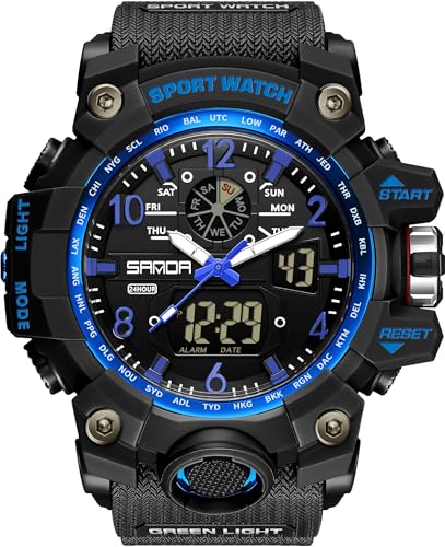 Digitale Armbanduhr Herren Sport Digital Uhren 5ATM Wasserdicht Outdoor Militär Herrenuhren mit Wecker Datum Stoppuhr für Männer Tactical Watch Kunststoff Armband von findtime
