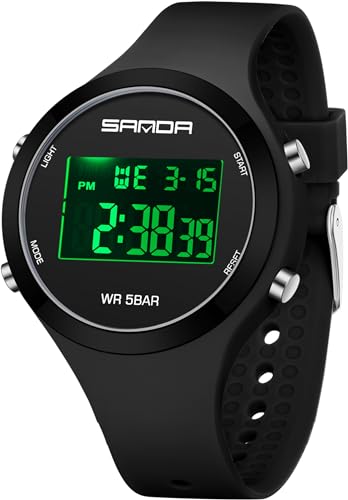 Digitale Kinderuhr Mädchen Junge 50M wasserdichte Digitaluhr Damen Silikonarmband Armbanduhr Damenuhr Digital Sport Uhr Jungen Teenager mit Wecker Datum LED Stoppuhr 12/24 Stunden von findtime