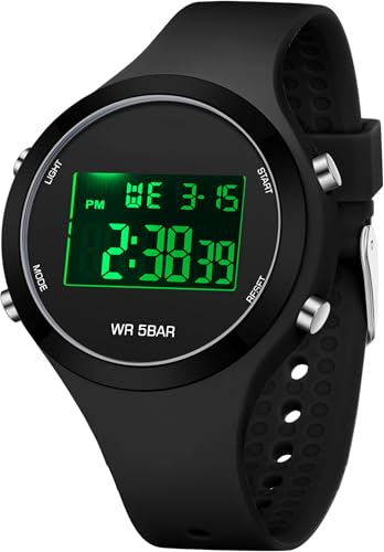 Digitale Kinderuhr Mädchen Junge 50M wasserdichte Digitaluhr Damen Silikonarmband Armbanduhr Damenuhr Digital Sport Uhr Jungen Teenager mit Wecker Datum LED Stoppuhr 12/24 Stunden von findtime