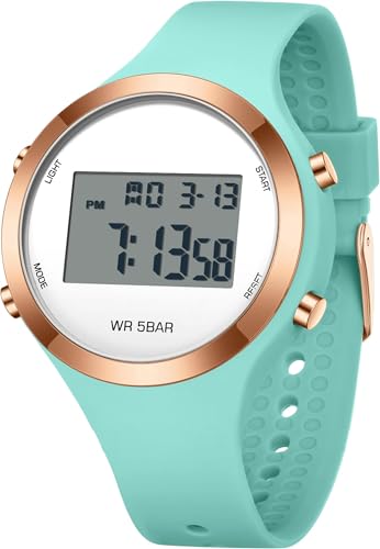 Digitale Kinderuhr Mädchen Junge 50M wasserdichte Digitaluhr Damen Silikonarmband Armbanduhr Damenuhr Digital Sport Uhr Jungen Teenager mit Wecker Datum LED Stoppuhr 12/24 Stunden von findtime