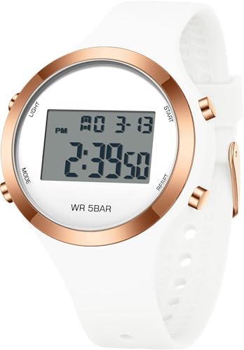 Digitale Kinderuhr Mädchen Junge 50M wasserdichte Digitaluhr Damen Silikonarmband Armbanduhr Damenuhr Digital Sport Uhr Jungen Teenager mit Wecker Datum LED Stoppuhr 12/24 Stunden von findtime