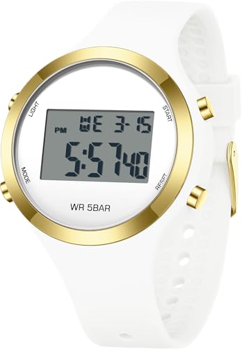 Digitale Kinderuhr Mädchen Junge 50M wasserdichte Digitaluhr Damen Silikonarmband Armbanduhr Damenuhr Digital Sport Uhr Jungen Teenager mit Wecker Datum LED Stoppuhr 12/24 Stunden von findtime