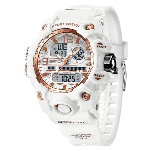 Digitaluhr Damen Sportuhren für Damen Armbanduhr Damenuhr Digital Uhr wasserdichte Outdoor Digitaluhr für Mädchen LED-Leuchtdisplay mit Analogen Zeigern und Digitalen Zahlen von findtime