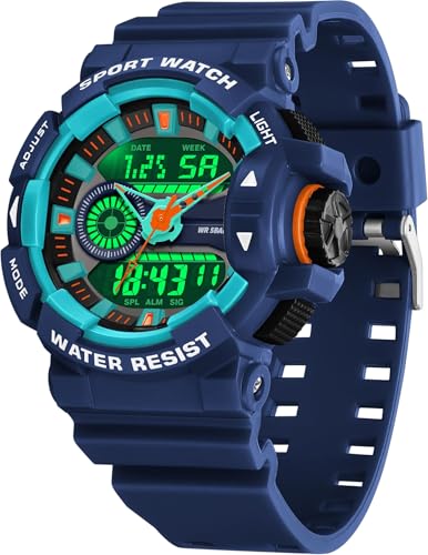 Digitaluhr Herren Militär Uhr Outdoor Digitale Armbanduhr Herren Sportuhren Jungen Tactical Watch 5ATM Wasserdicht Analog Digital Military Watches for Men Stoppuhr Jugendliche von findtime
