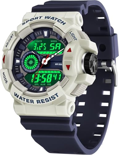 Digitaluhr Herren Militär Uhr Outdoor Digitale Armbanduhr Herren Sportuhren Jungen Tactical Watch 5ATM Wasserdicht Analog Digital Military Watches for Men Stoppuhr Jugendliche von findtime